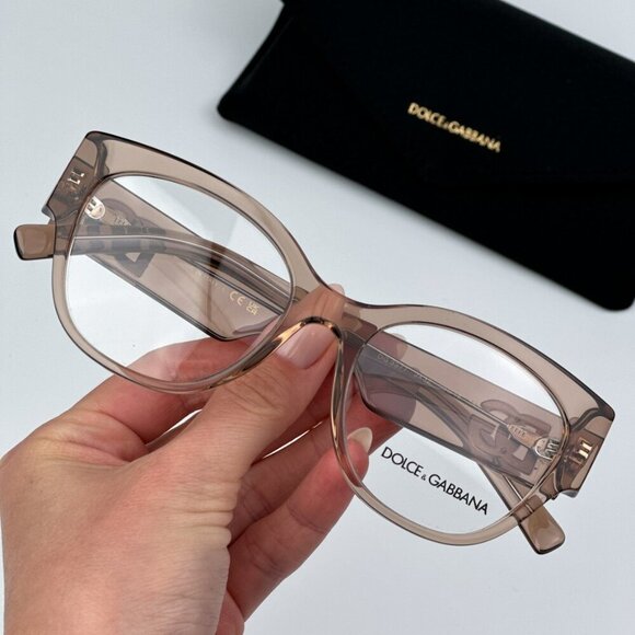 D&G DG3377 3432 BRAND NEW Eyeglasses Transparent Camel Square Women - Picture 1 of 10